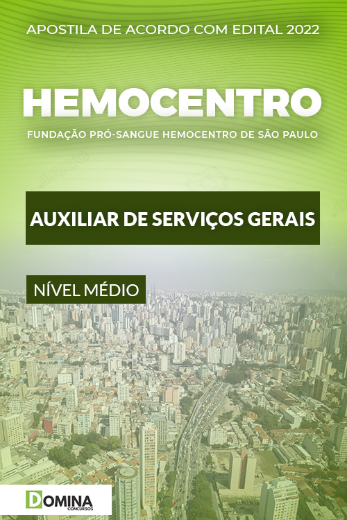 Apostila Hemocentro SP 2022 Auxiliar Serviços Gerais