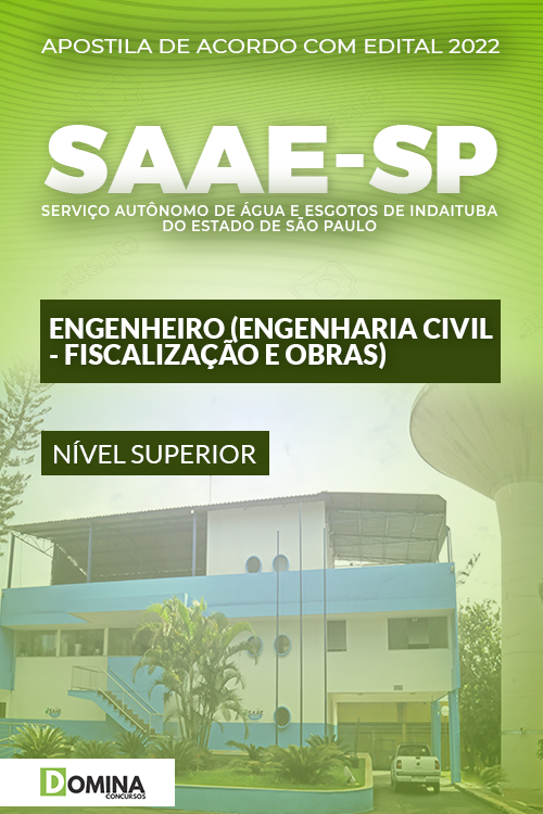 Apostila SAAE Indaiatuba SP 2022 Eng. Civil Fiscal. Obras