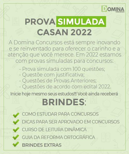 Prova Simulada CASAN 2022 Agente Administrativo Operacional