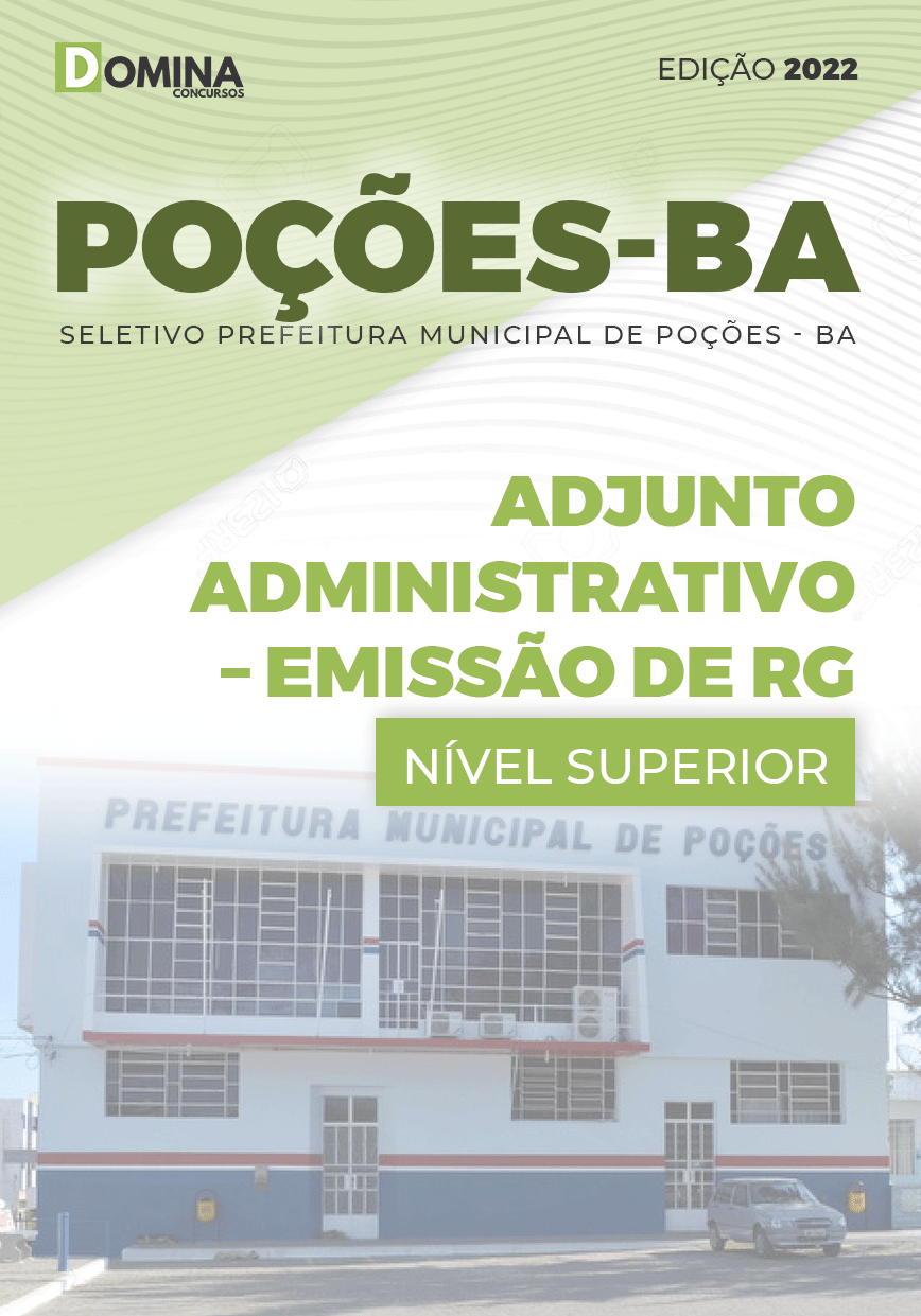 Apostila Pref Poções BA 2022 Adjunto Adm. Emissão RG