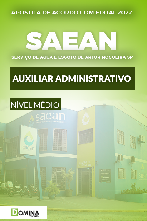 Apostila SAEAN Artu Nogueira SP 2022 Auxiliar Administrativo