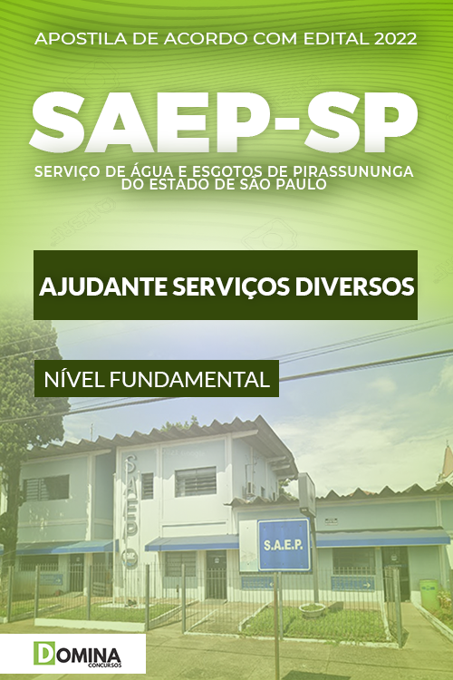 Apostila SAEP Pirassununga SP 2022 Ajudante Serviços Diversos