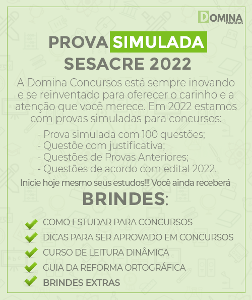Prova Simulada SESACRE 2022 Agente Administrativo