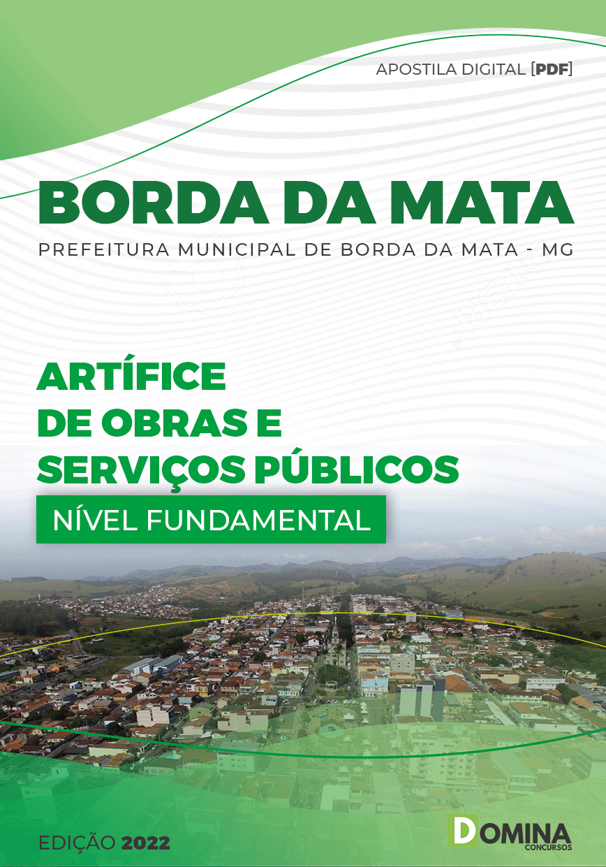 Apostila Pref Borda Mata MG 2022 Artífice Obras Serviços Públicos