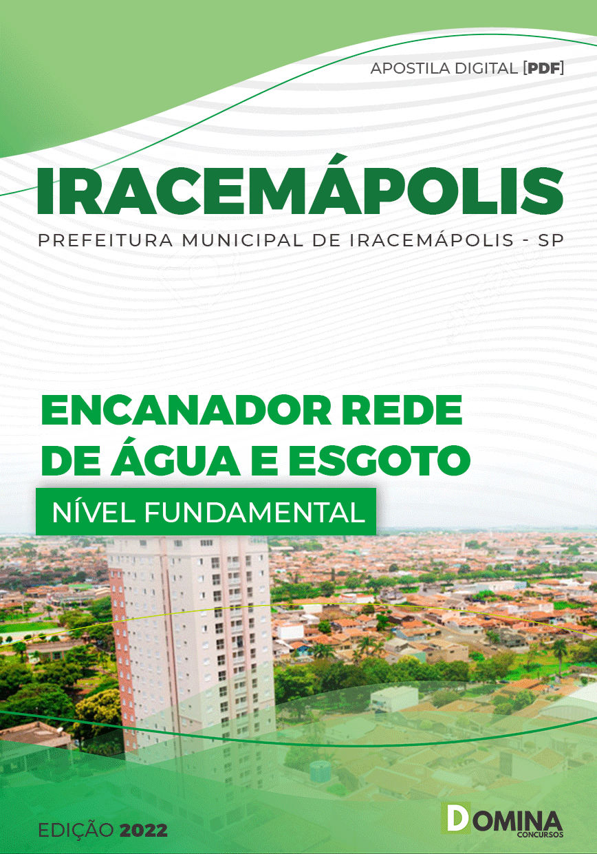Apostila Pref Iracemápolis SP 2022 Encanador Rede Água Esgoto