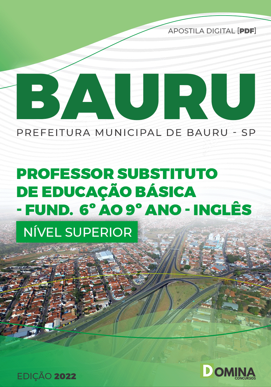 Apostila Pref Bauru SP 2022 Professor Substituto Ed Básica Inglês