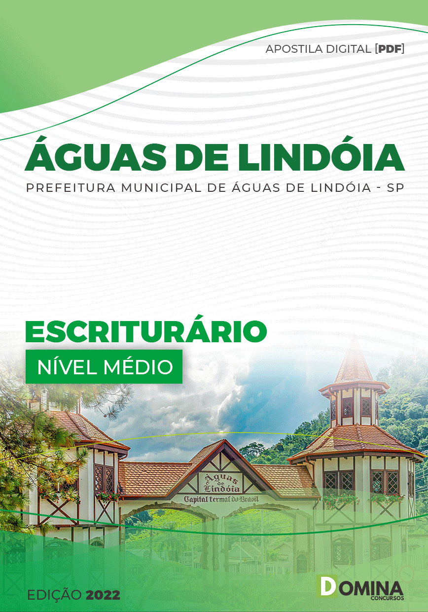 Apostila Digital Pref Águas Lindóia SP 2023 Escriturário