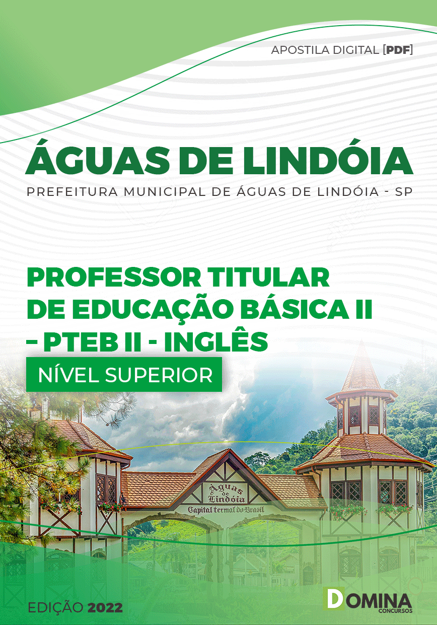 Apostila Pref Águas Lindóia SP 2023 Prof Titular Ed Básica II Inglês
