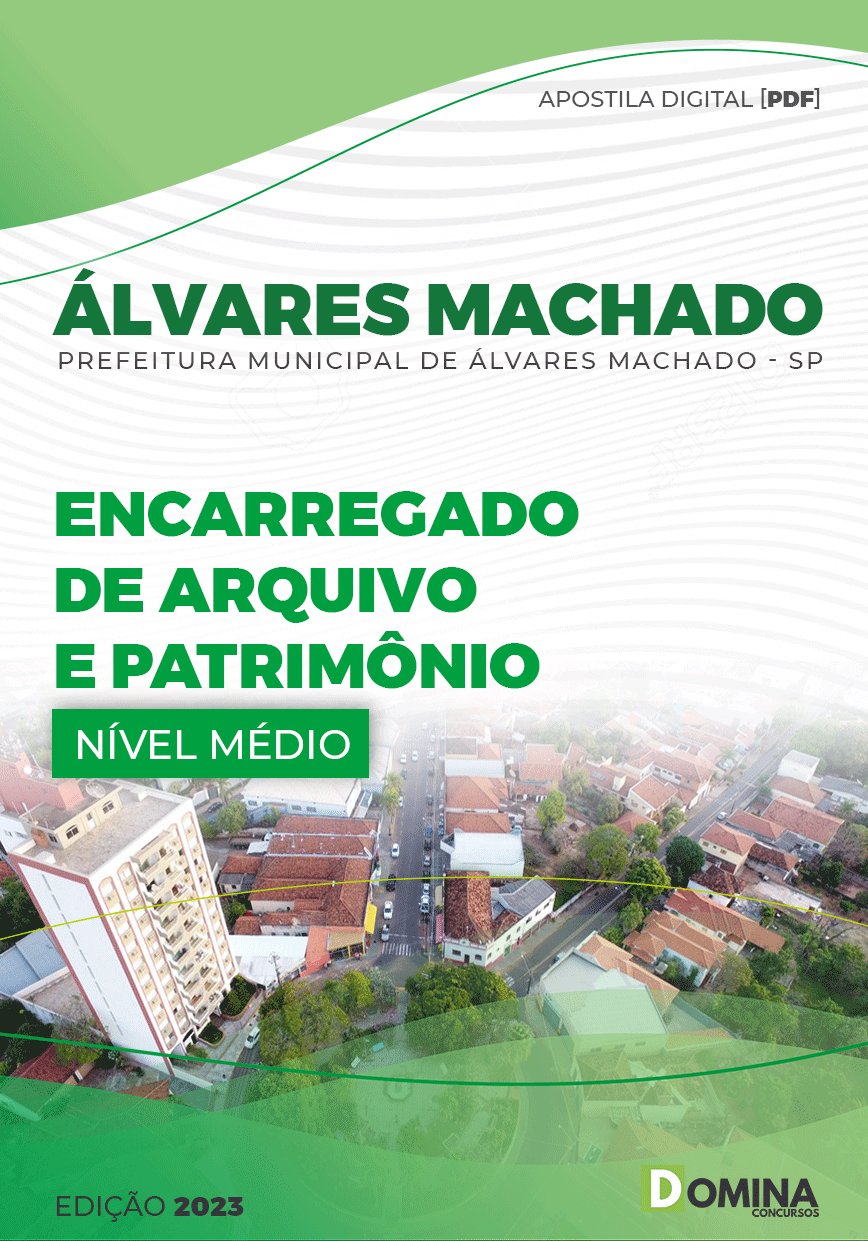 Apostila Pref Álvares Machado SP 2023 Encarregado Arquivos Patrimônio