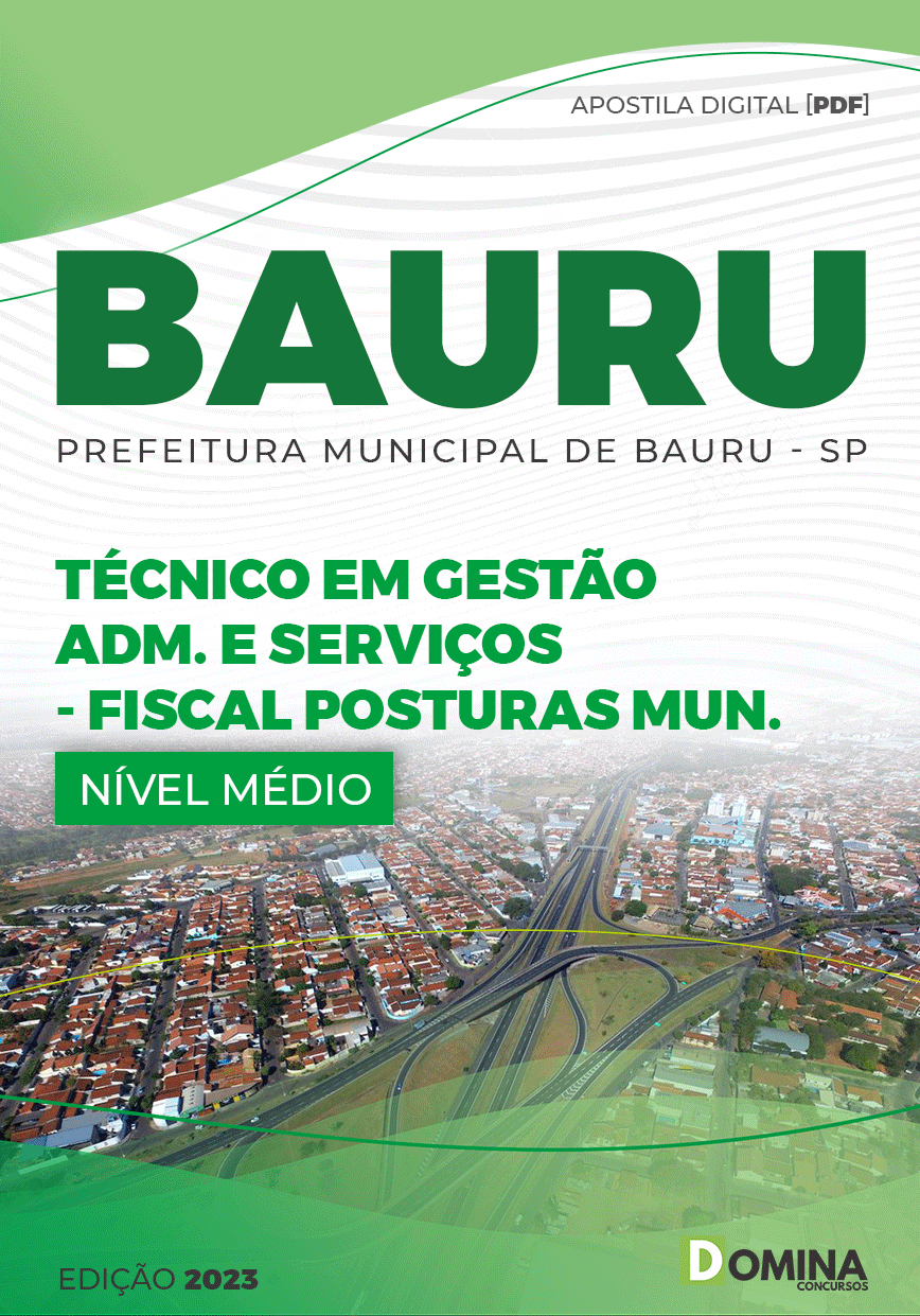 Apostila Pref Bauru SP 2023 Téc Gestão Adm Fiscal Postura Municipais