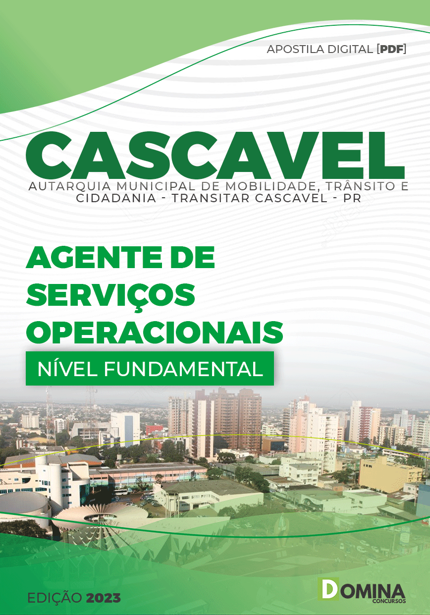 Apostila TRANSITAR Cascavel PR 2023 Agente Serviços Operacionais