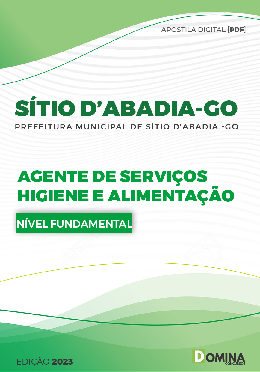 Apostila Pref Sítio da Abadia GO 2023 Agente Serv Higiene Alimentação