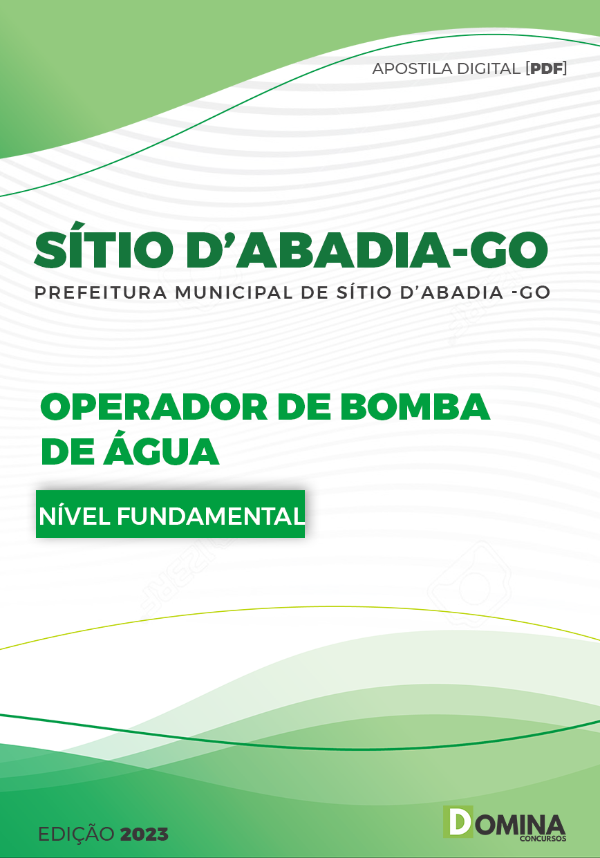 Apostila Concurso Pref Sítio da Abadia GO 2023 Operador Bomba De Água