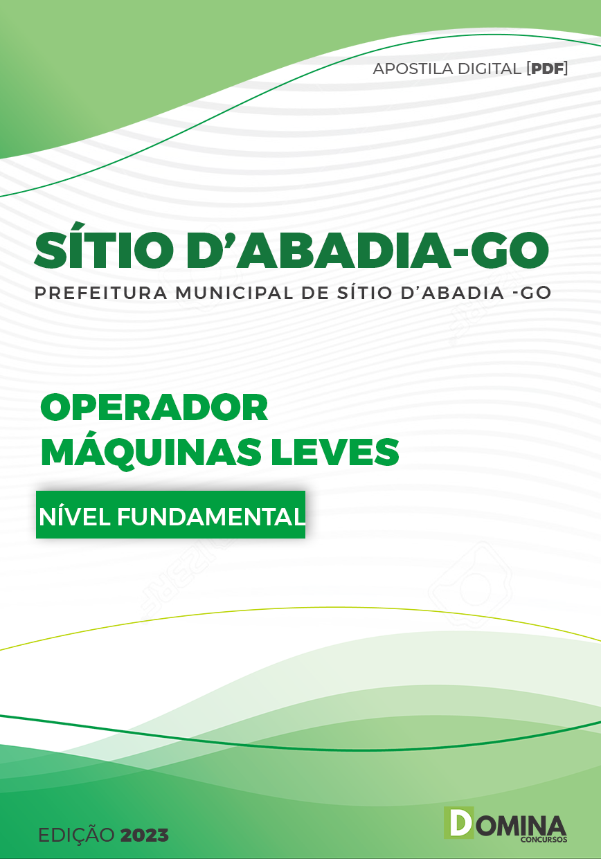 Apostila Concurso Pref Sítio da Abadia GO 2023 Operador Máquinas Leves