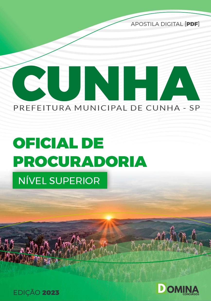 Apostila Concurso Pref Cunha SP 2023 Oficial Procuradoria