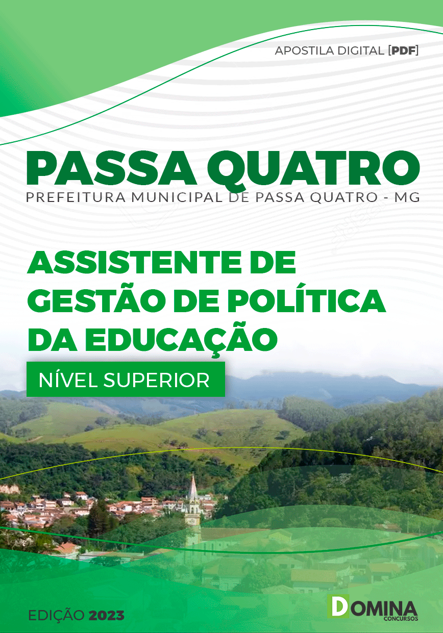 Apostila Pref Passa Quatro MG 2023 Assistente Gestão Política Educação