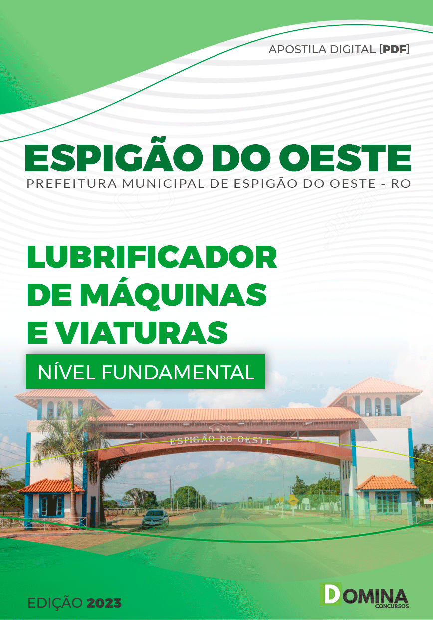 Apostila Pref Espigão D´Oeste RO 2023 Lubrificador Máquinas Viaturas