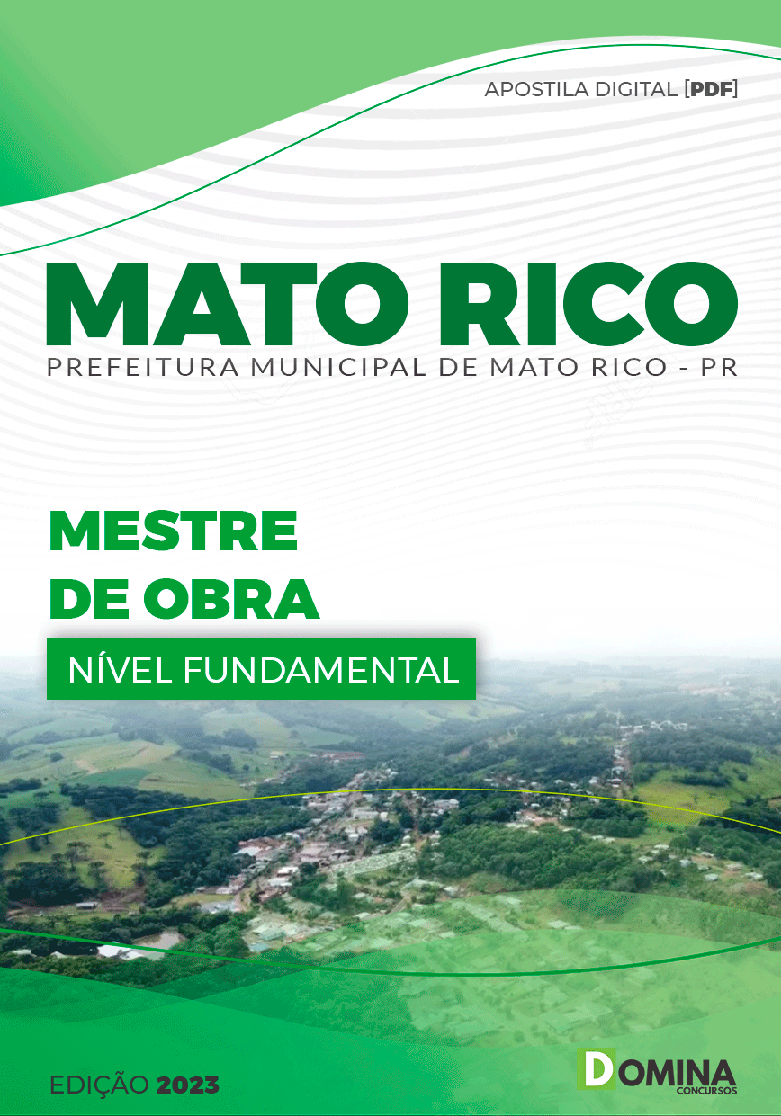 Apostila Concurso Pref Mato Rico PR 2023 Mestre Obra