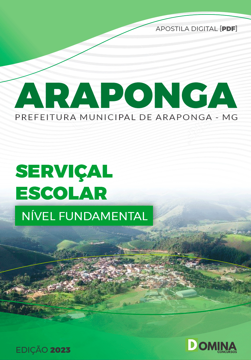 Apostila Digital Pref Araponga MG 2023 Serviço Escolar