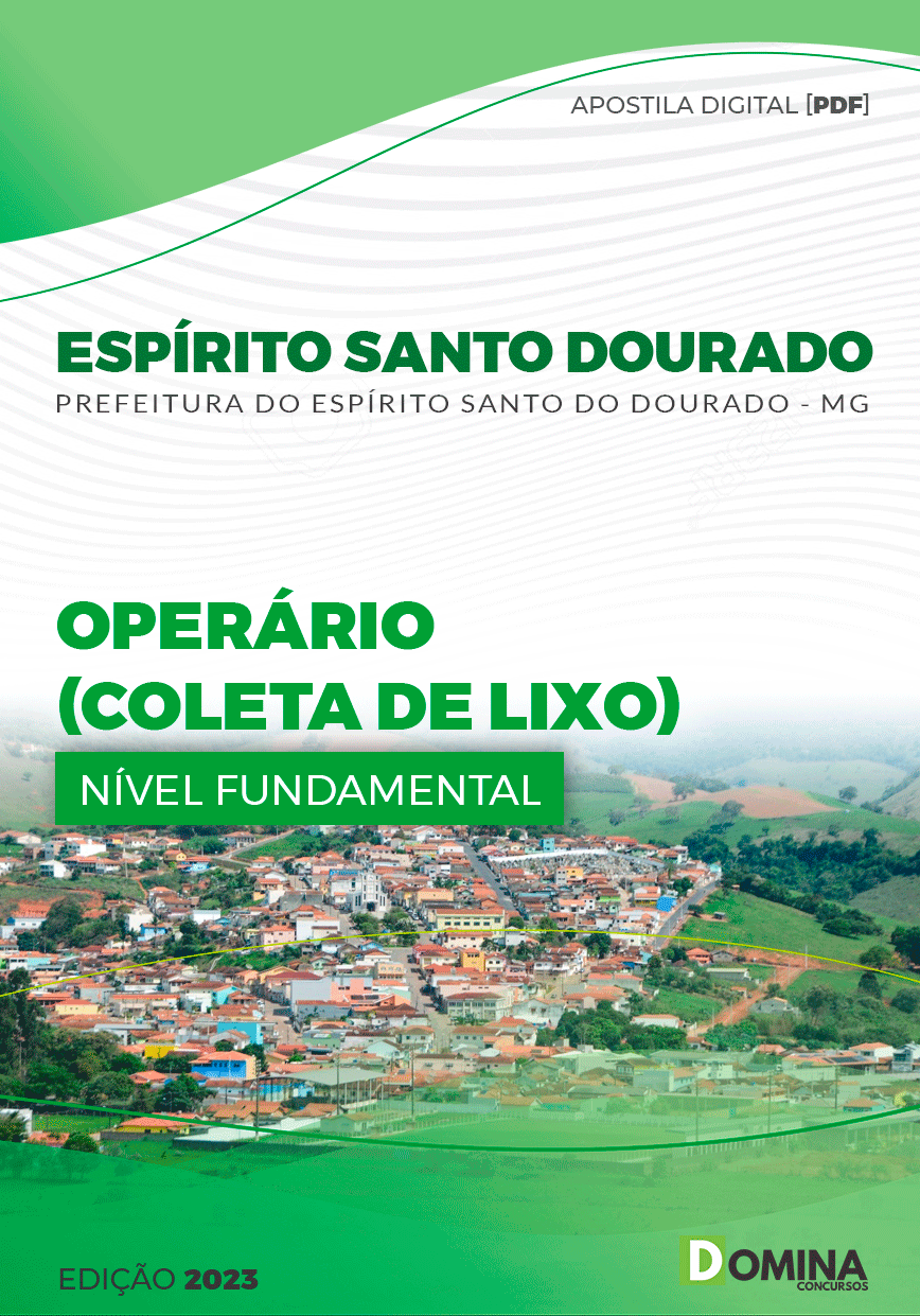 Apostila Pref Espírito Santo Dourado MG 2023 Operário Coletor Lixo