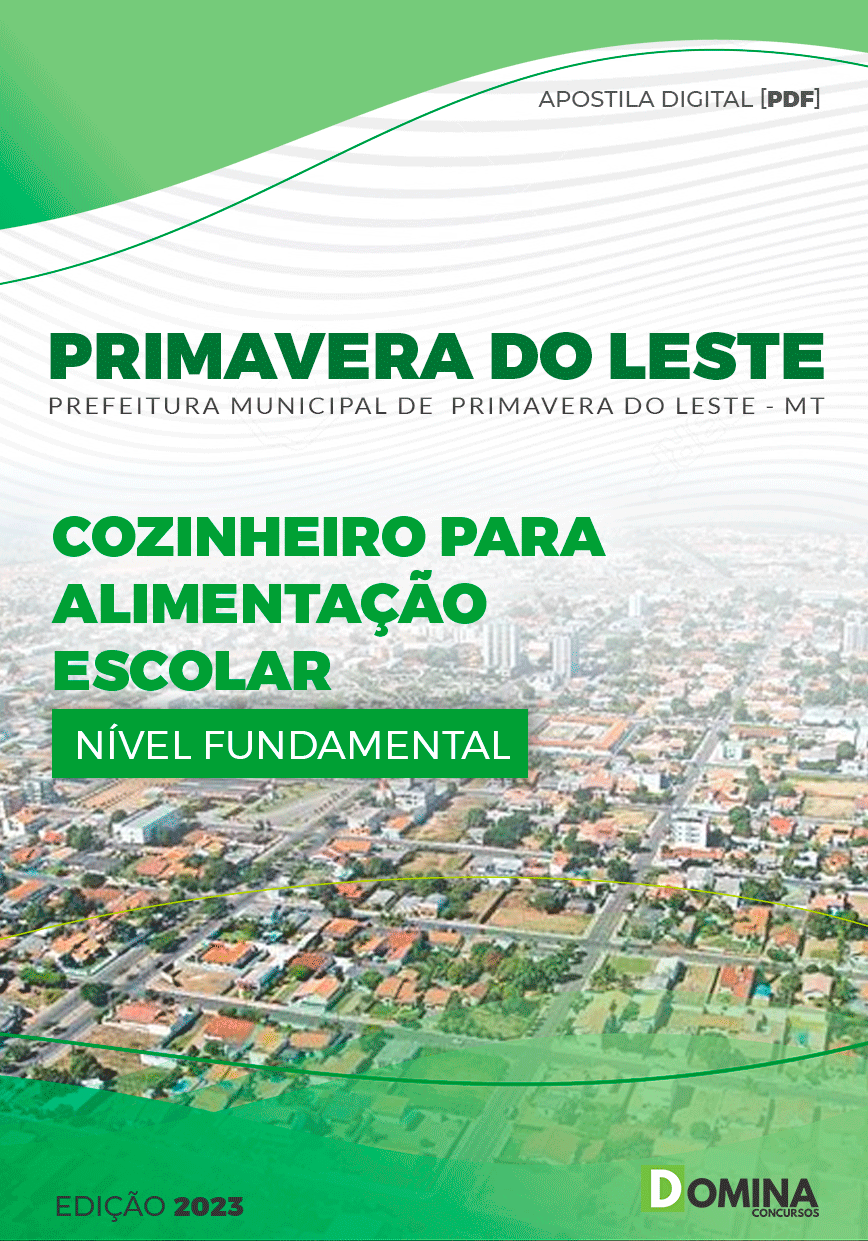 Apostila Pref Primavera Leste MT 2023 Cozinheiro Alimentação Escolar
