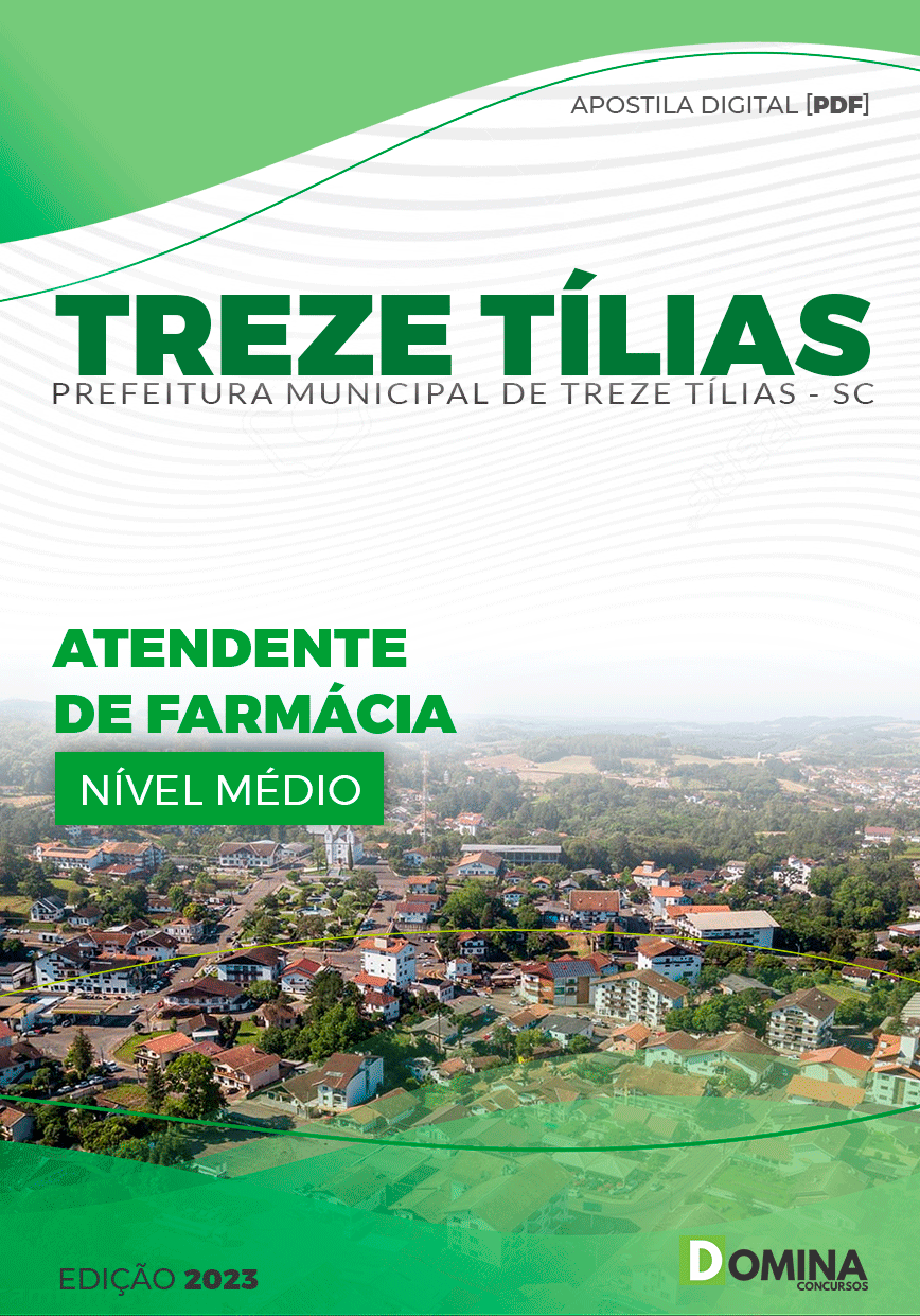 Apostila Pref Treze Tílias SC 2023 Atendente Farmácia