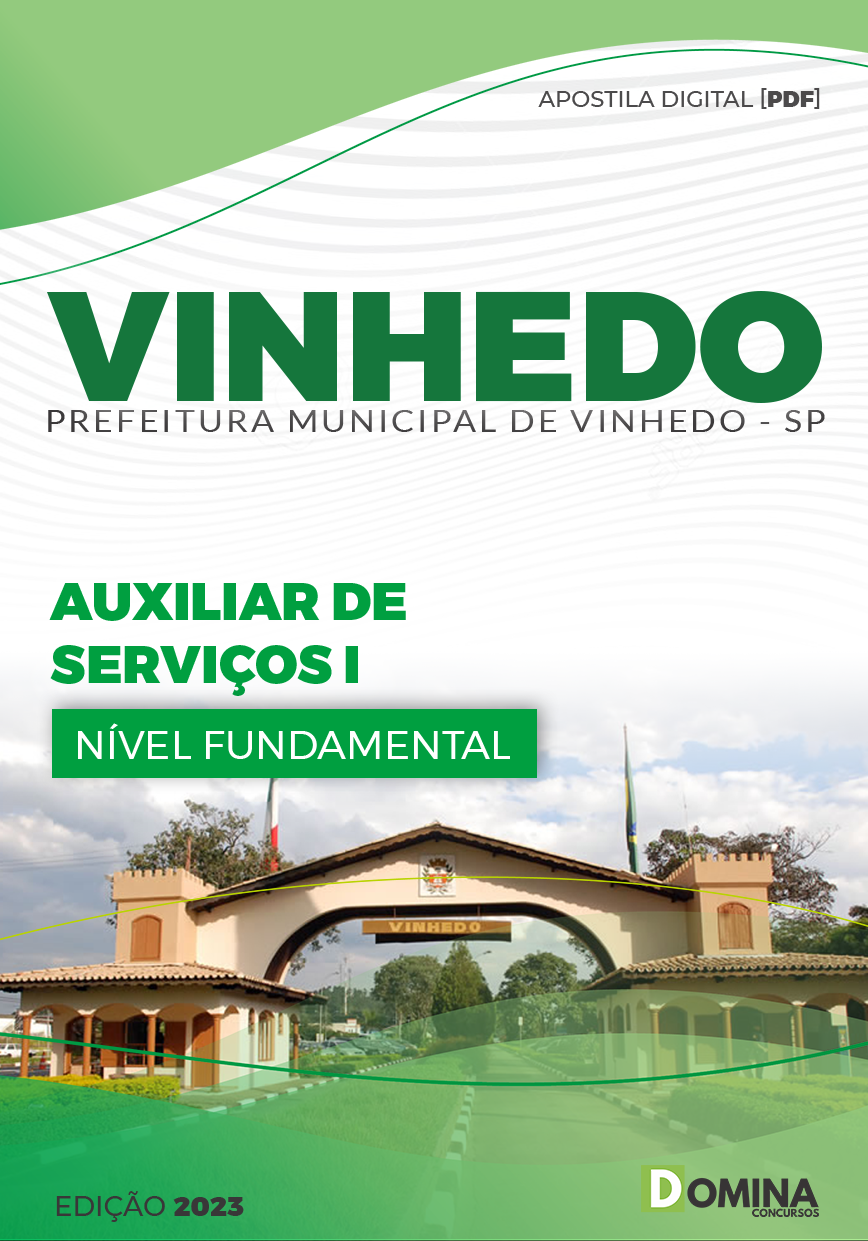 Apostila Concurso Pref Vinhedo SP 2024 Auxiliar Serviço I