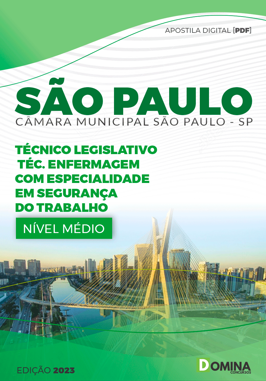 Apostila Câmara São Paulo SP 2024 Enfermagem Segurança Trabalho