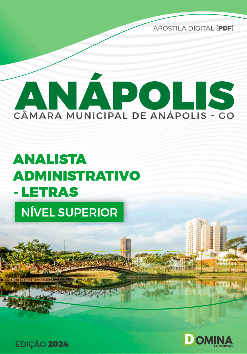 Apostila Câmara Anápolis GO 2023 Analista Adm Letras