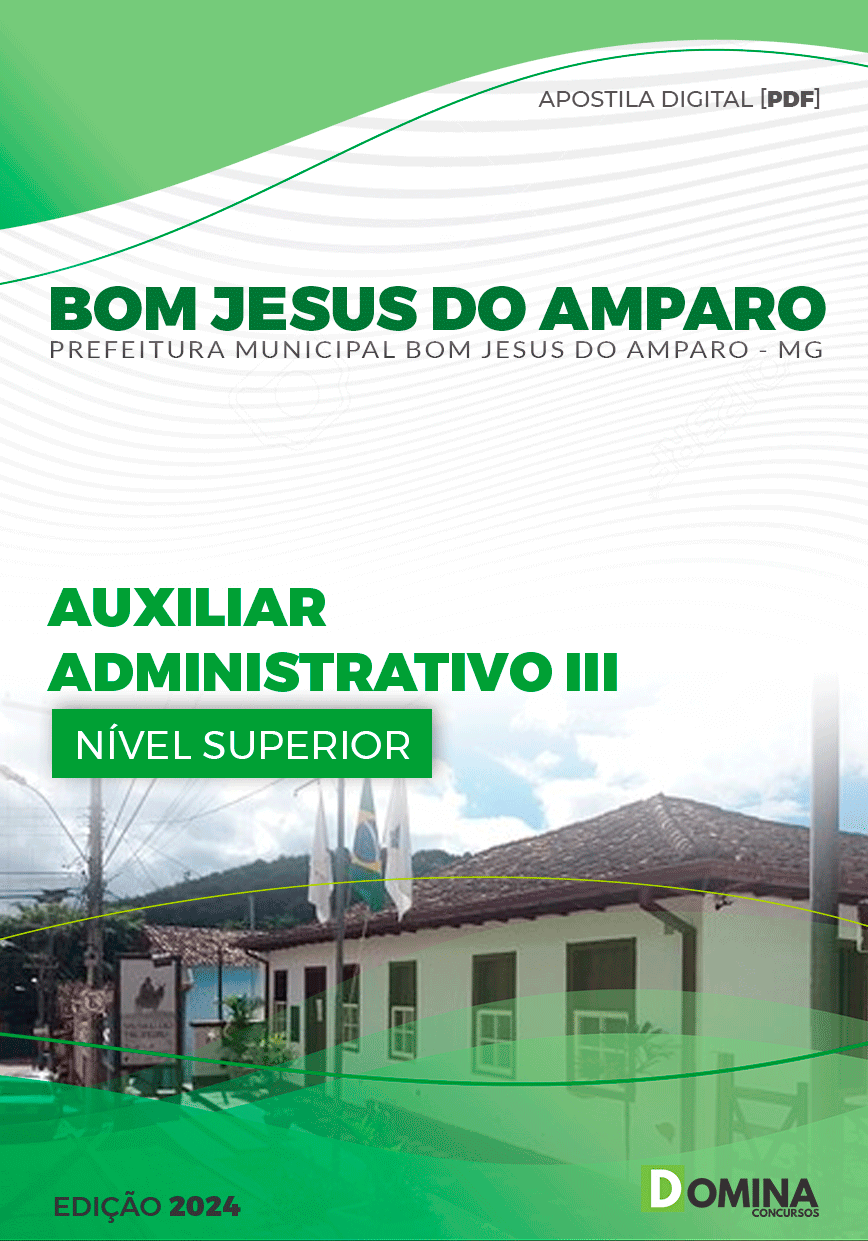 Pref Bom Jesus do Amparo MG 2024 Auxiliar Administrativo III