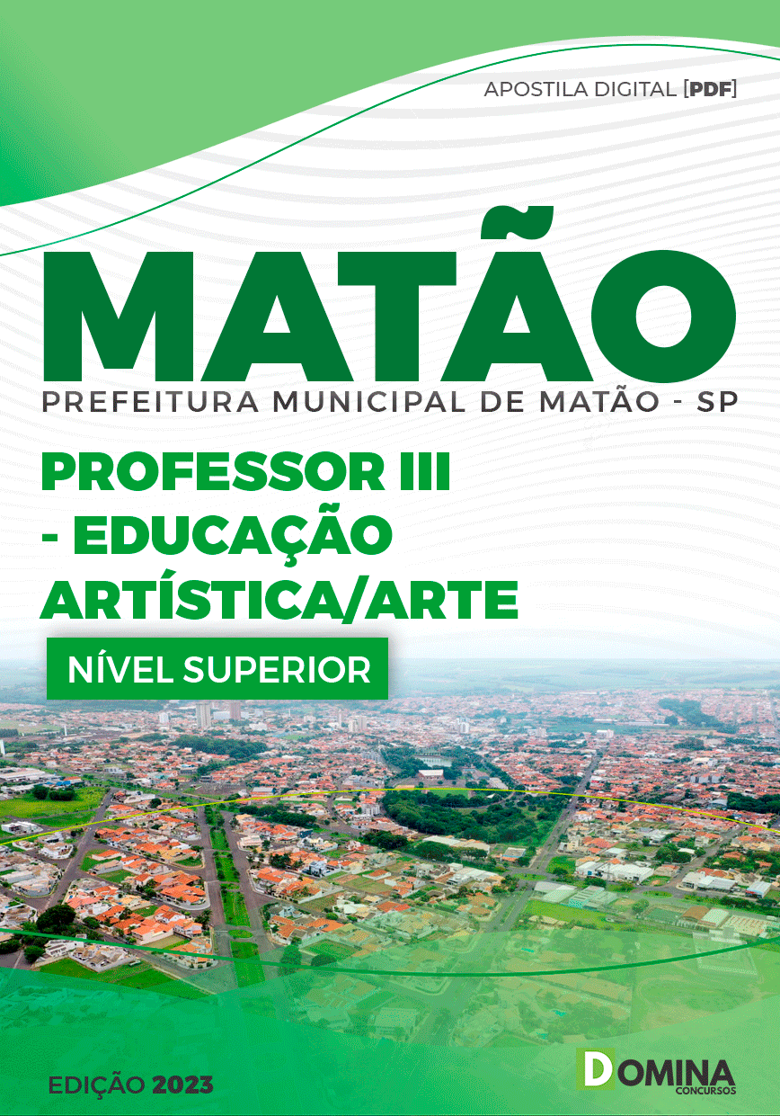 Apostila Pref Matão SP 2023 Professor III Educação Artística Arte