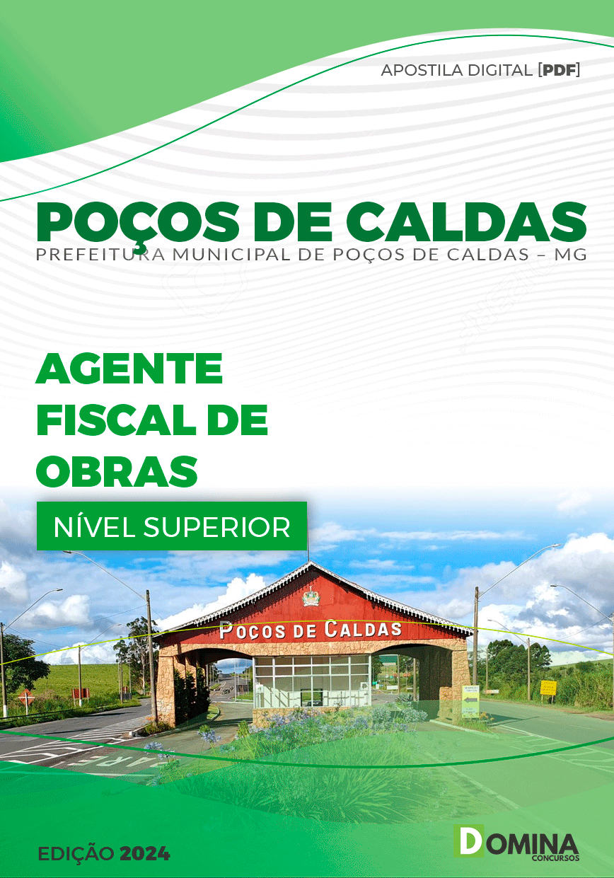 Apostila Pref Poços de Caldas MG 2024 Agente Fiscal Obras