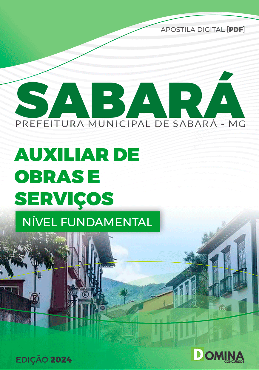 Apostila Concurso Pref Sabará MG 2024 Auxiliar Obras Serviços