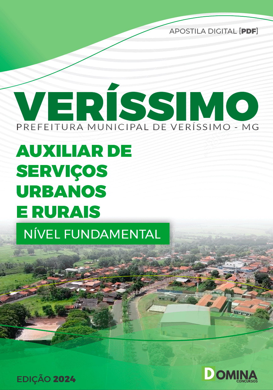 Apostila Pref Veríssimo MG 2024 Auxiliar Serviços Urbano Rurais