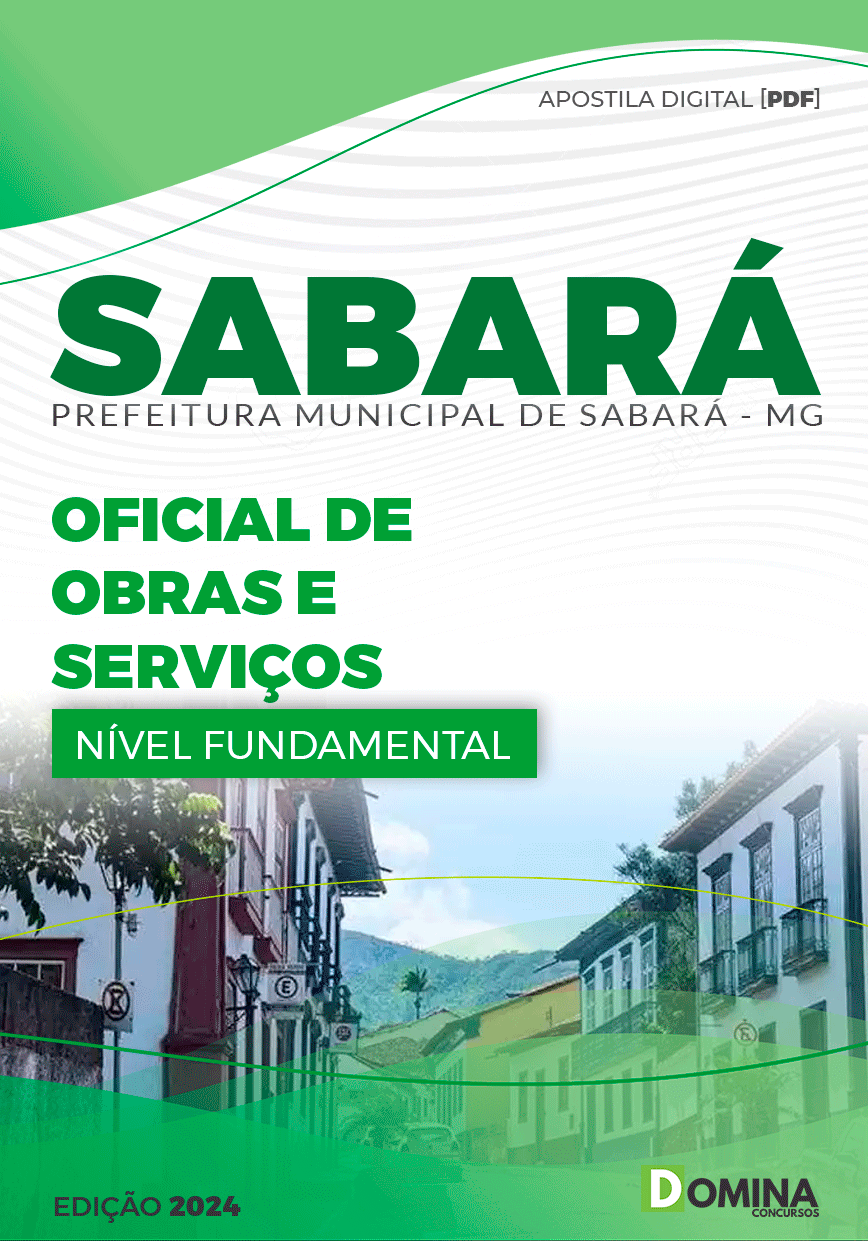 Apostila Concurso Pref Sabará MG 2024 Oficial Obras Serviços