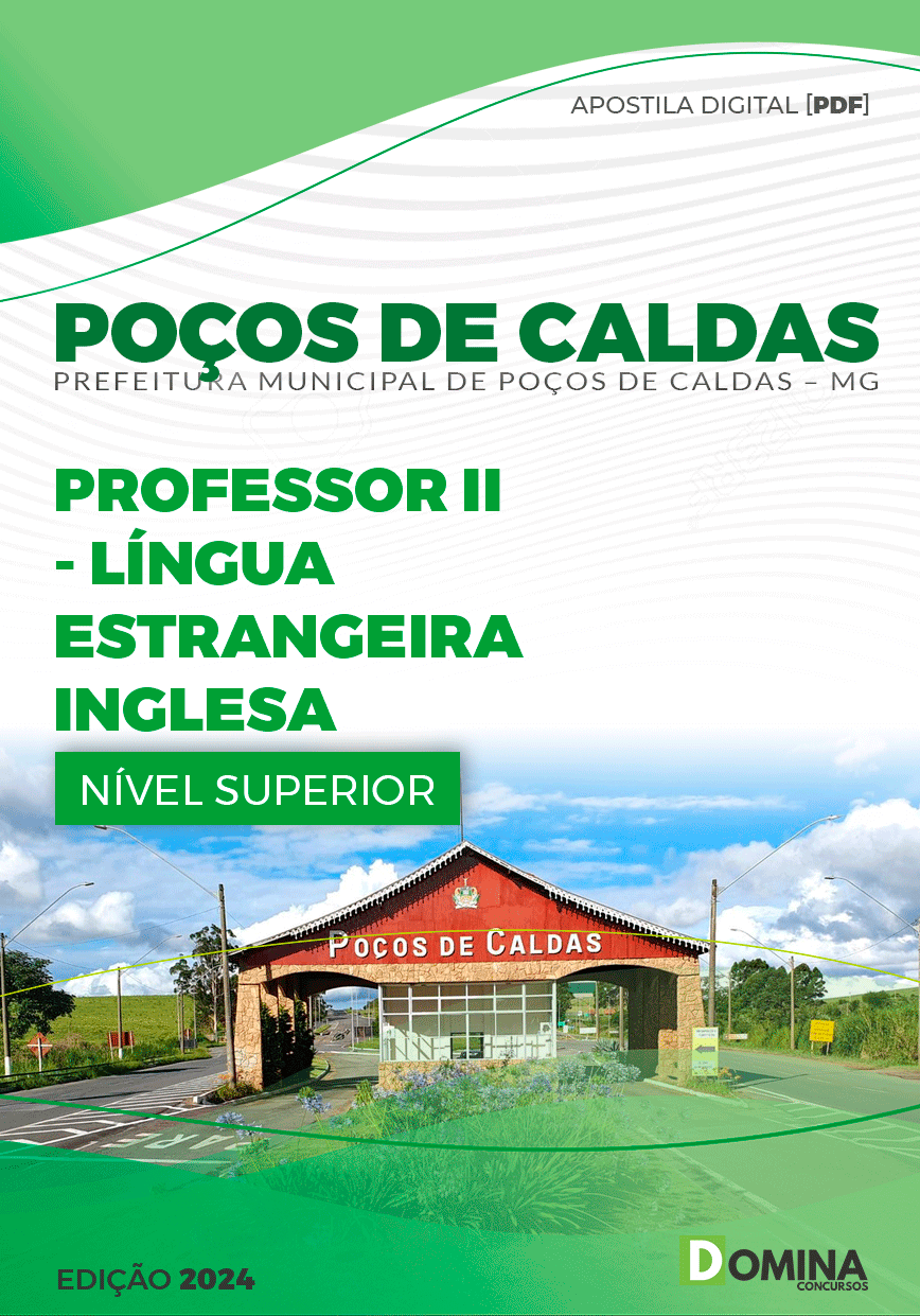Apostila Pref Poços de Caldas MG 2024 Professor II Língua Estrangeira Inglesa