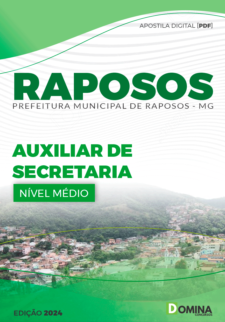 Apostila Pref Raposos MG 2024 Auxiliar Secretária