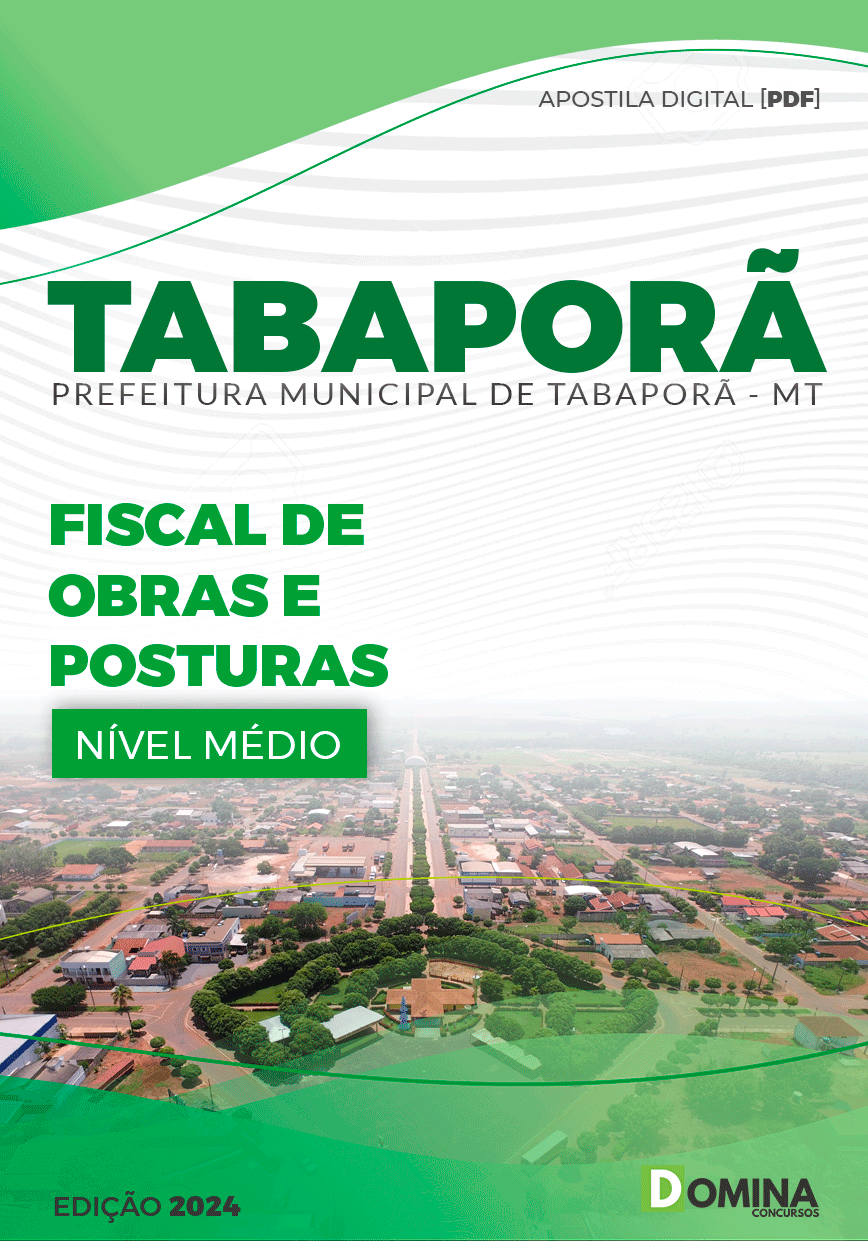 Apostila Pref Tabaporã MT 2024 Fiscal Obras Posturas
