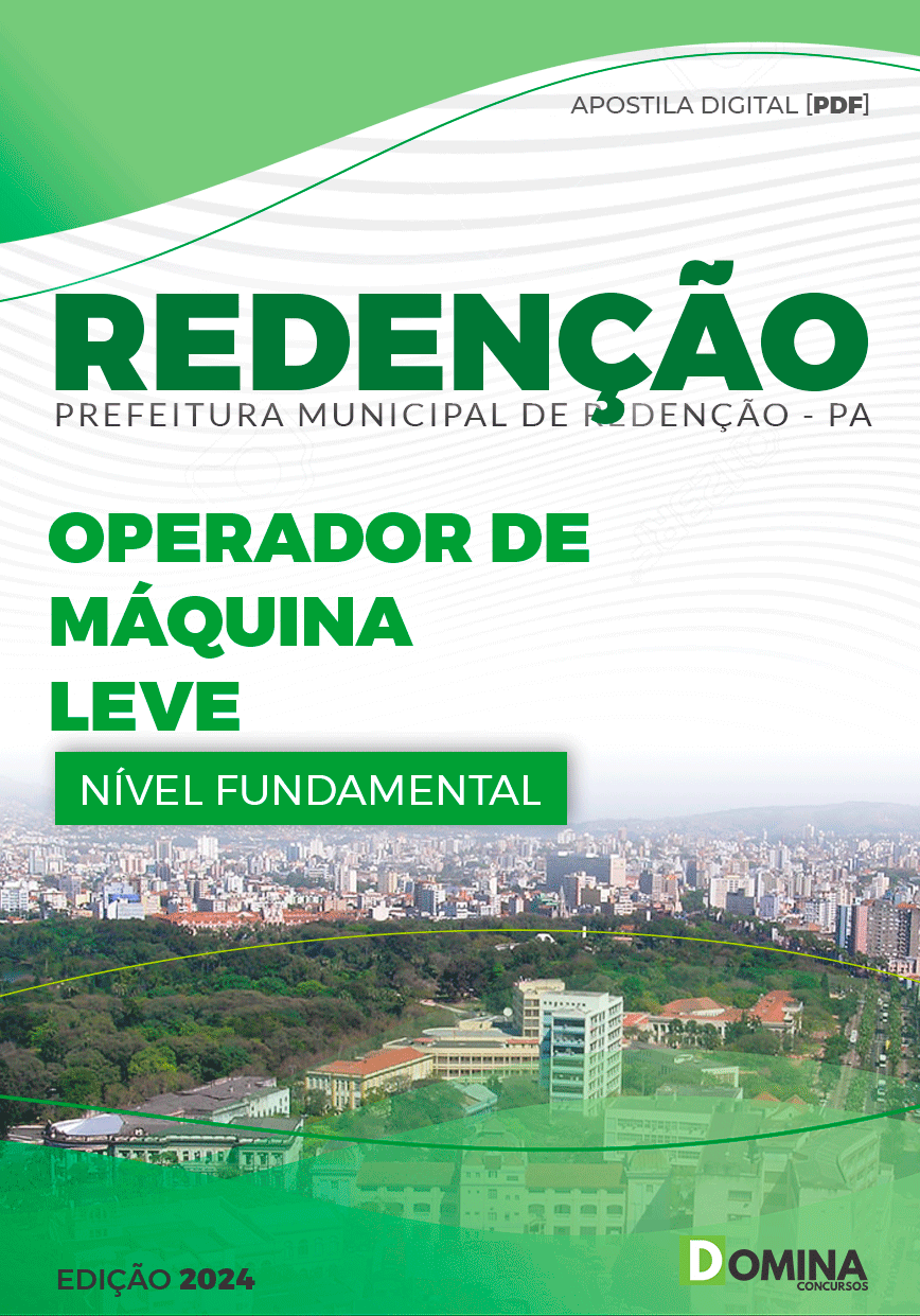 Apostila Pref Redenção PA 2024 Operador Máquinas Leve
