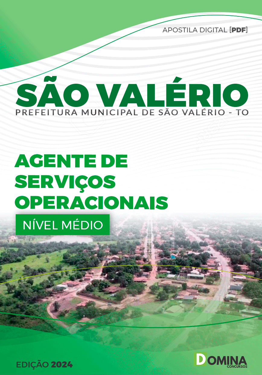 Apostila Pref São Valério 2024 Agente Serviços Operacionais