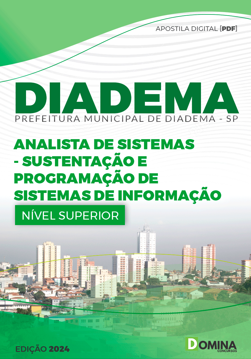 Apostila Pref Diadema SP 2024 Analista Programação Sistemas Informação