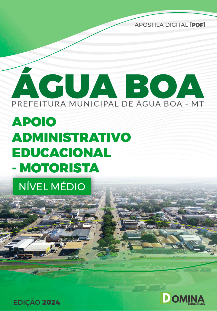Apostila Pref Água Boa MT 2024 Apoio Administrativo Motorista