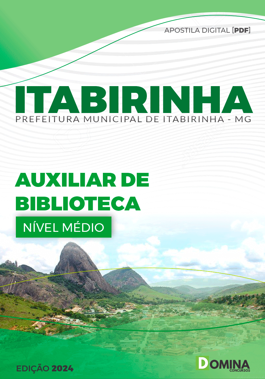 Apostila Pref Itabirinha MG 2024 Auxiliar Biblioteca