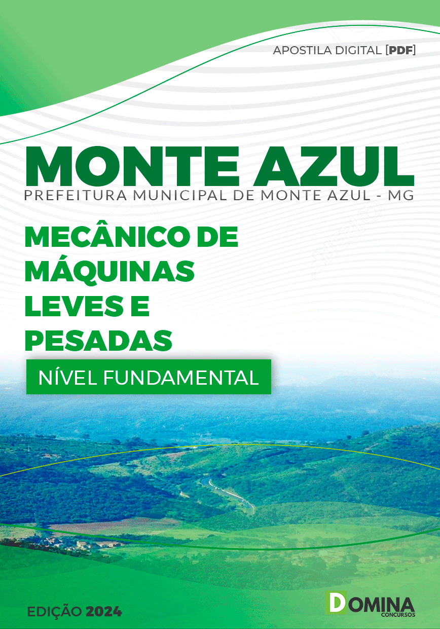 Apostila Pref Monte Azul MG 2024 Mecânico Máquinas Leves Pesadas