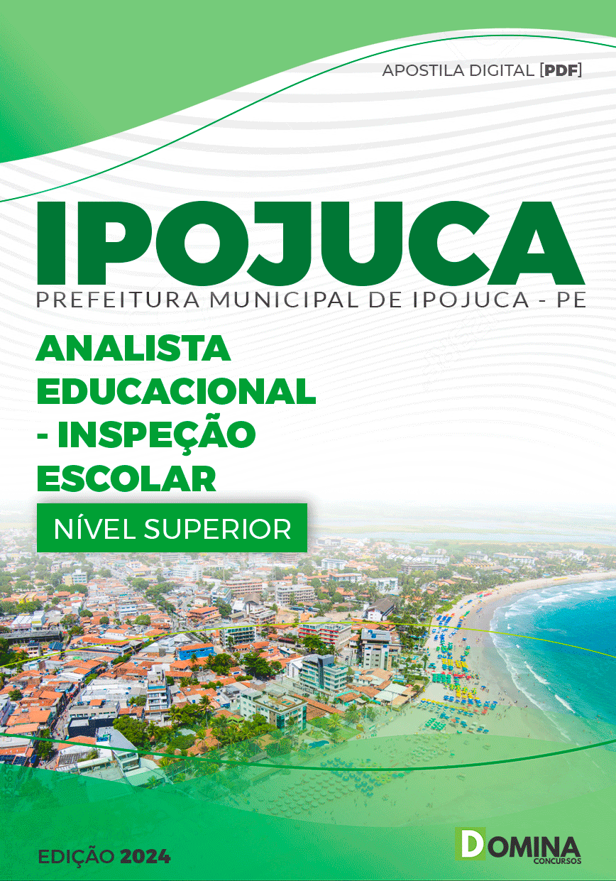 Apostila Pref Ipojuca PE 2024 Analista Educacional Inspeção Escolar