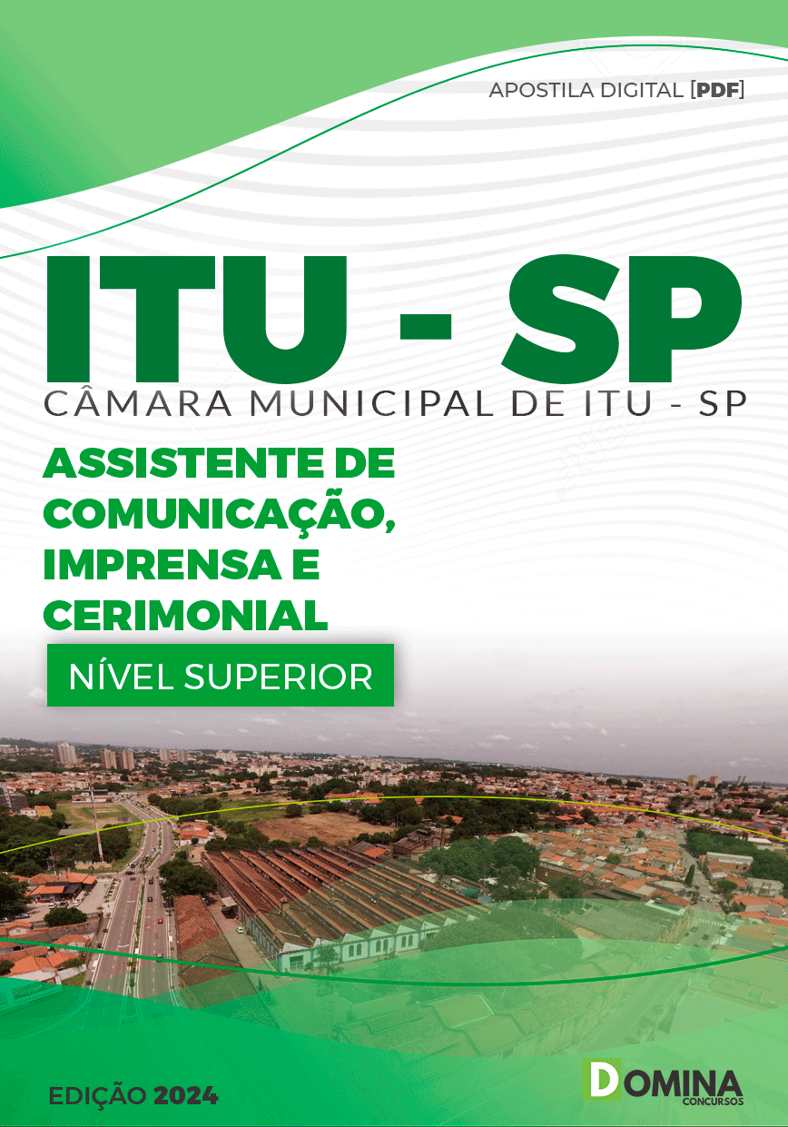 Apostila Câmara ITU SP 2024 Assistente Comunicação Imprensa Cerimonial