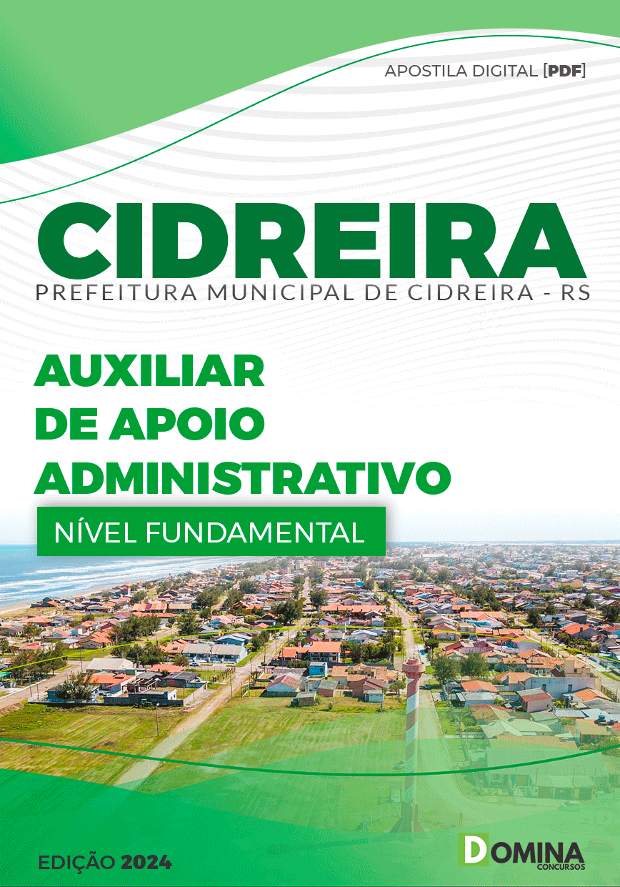Apostila Pref Cidreira RS 2024 Auxiliar Apoio Administrativo