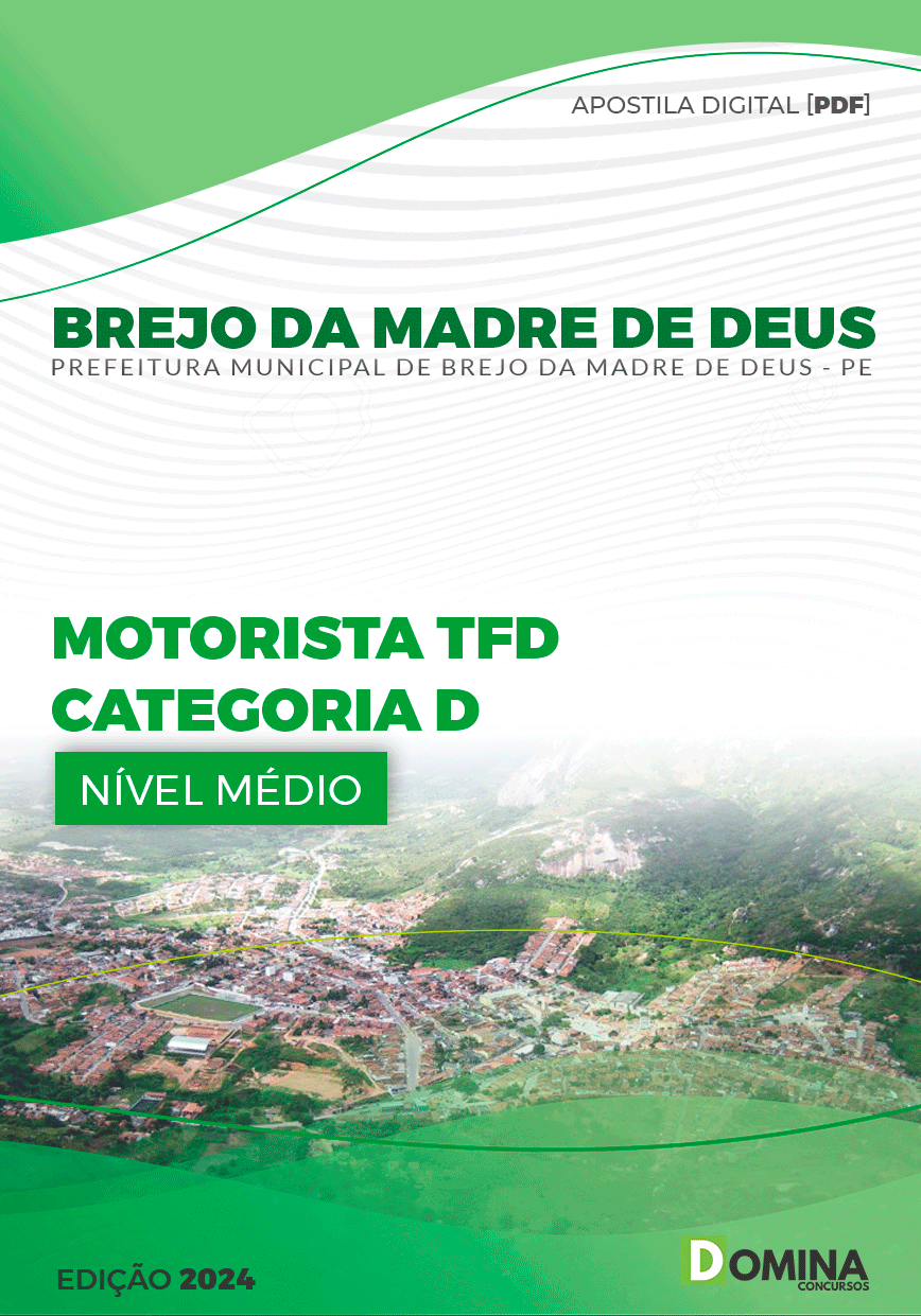 Apostila Pref Brejo da Madre de Deus PE 2024 Motorista TFD Categoria D
