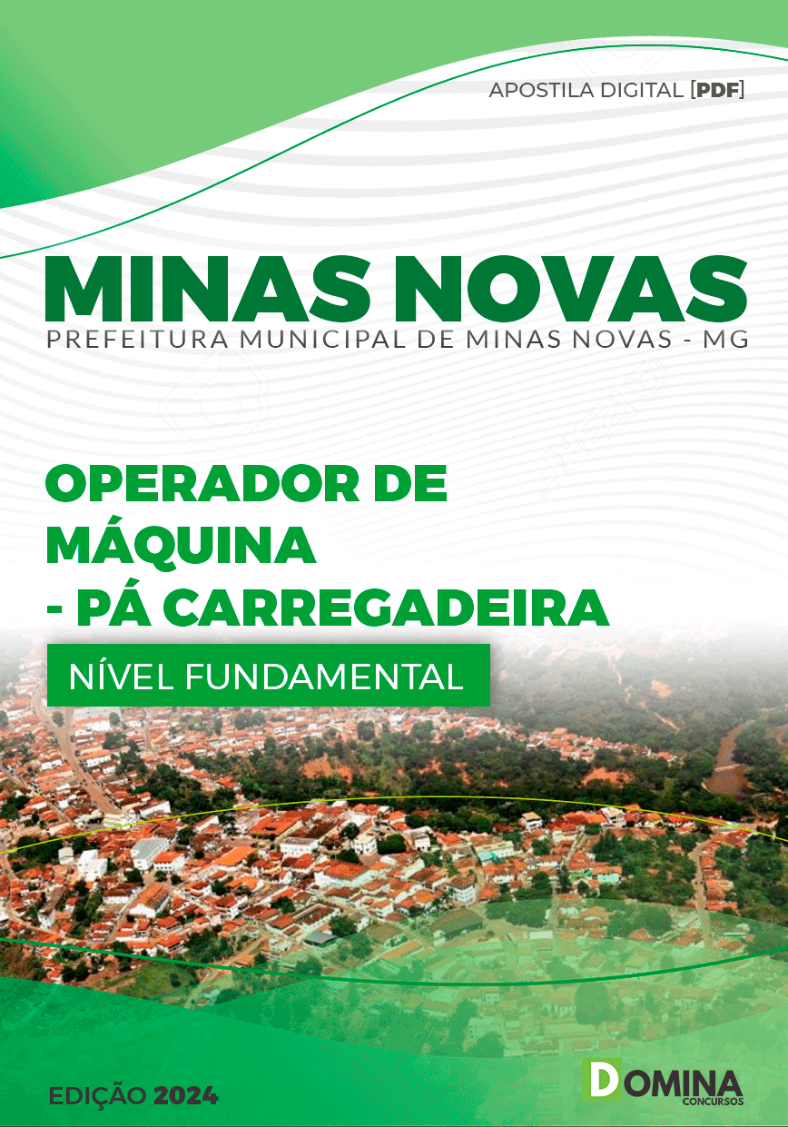 Apostila Pref Minas Novas MG 2024 Operador Máquina Pá Carregadeira