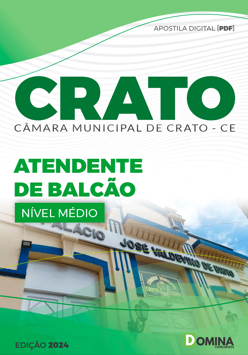 Apostila Câmara Crato CE 2024 Atendente Balcão